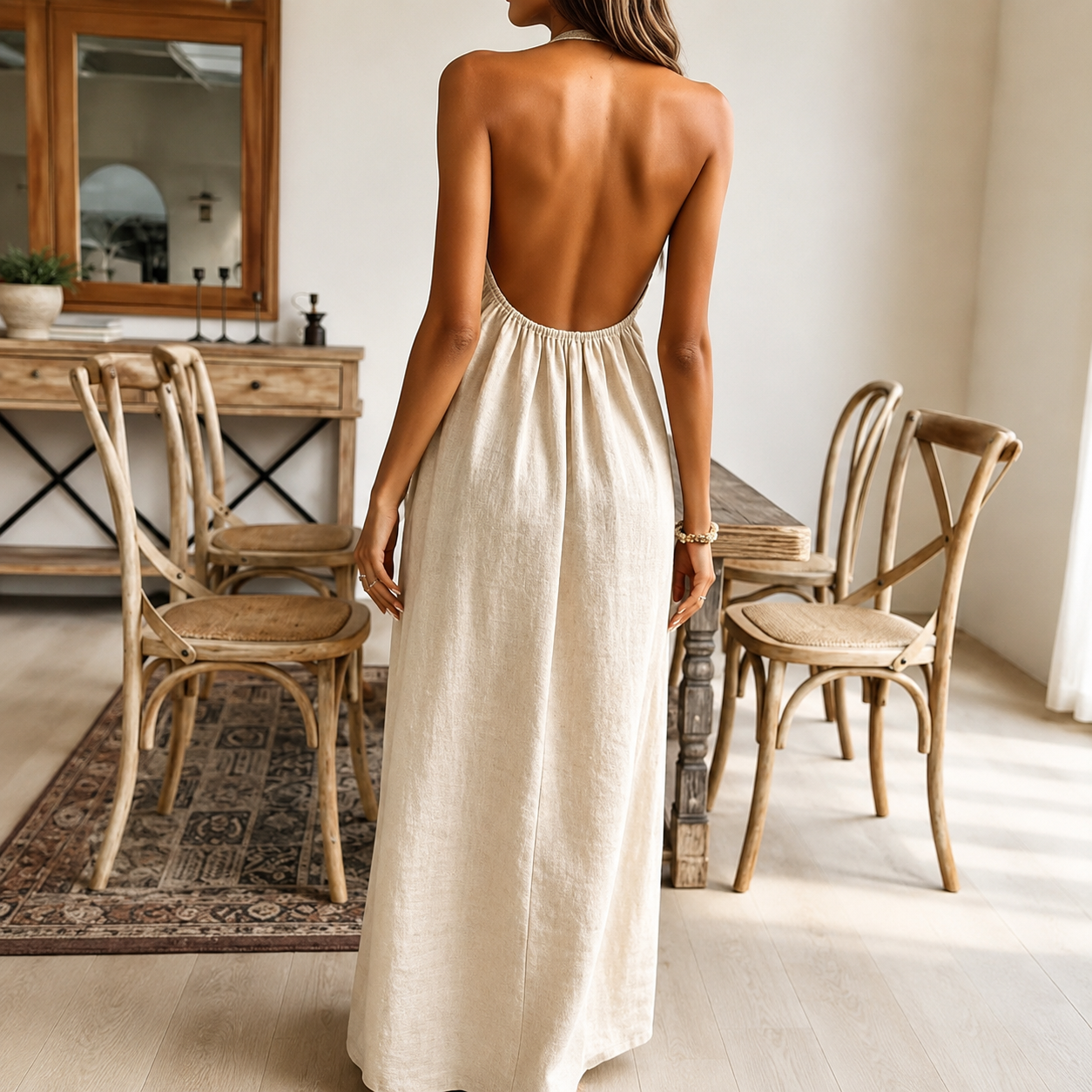 Robe Longue Dos Nu Col Halter