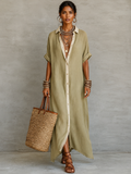 Robe Chemise Longue en Lin Mélangé