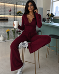 Ensemble 2 Pièces Haut Manches Longues & Pantalon Taille Haute