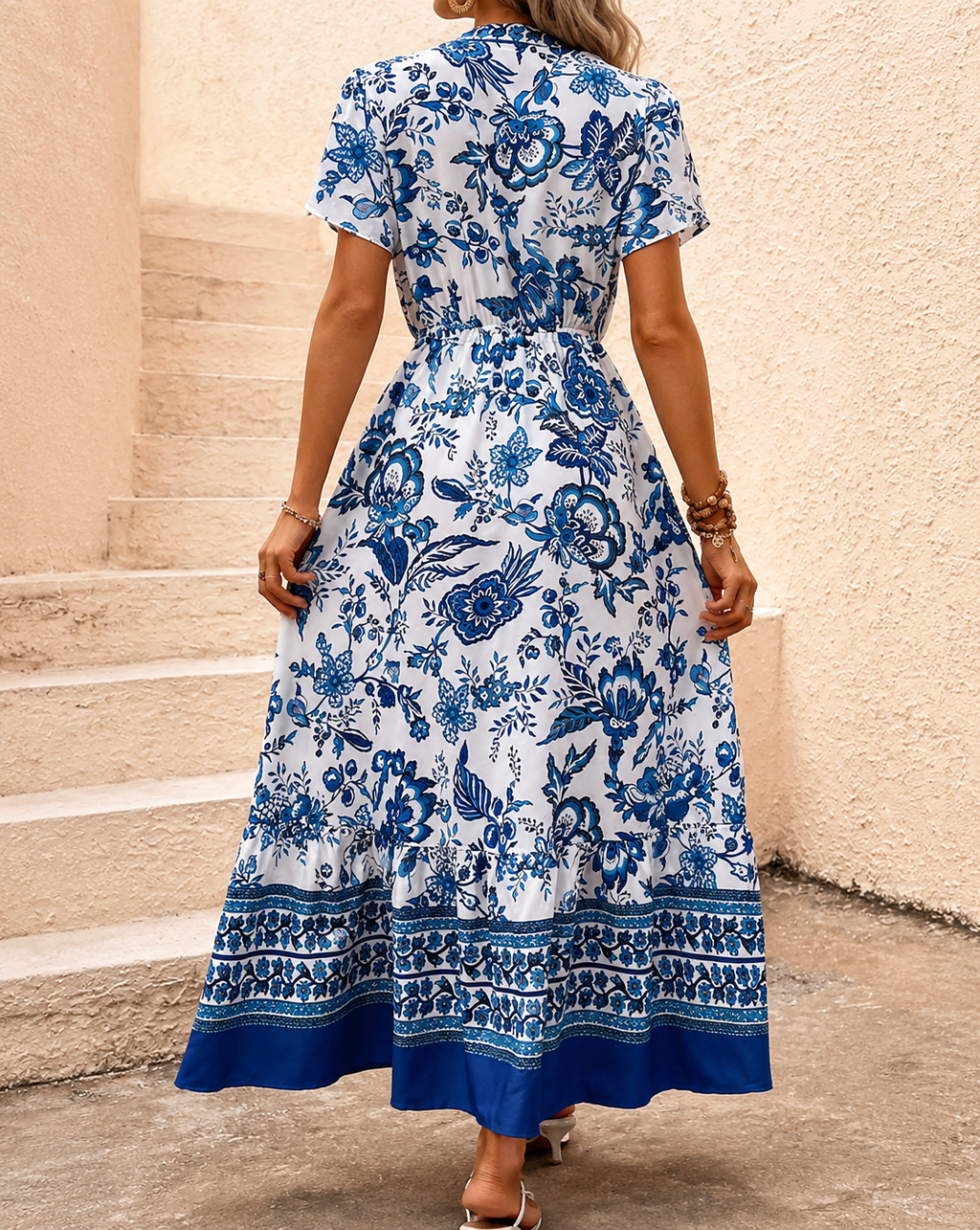Robe Longue Fleurie Col V Bohème
