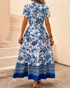 Robe Longue Fleurie Col V Bohème