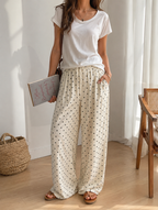 Pantalon Large à Pois Casual