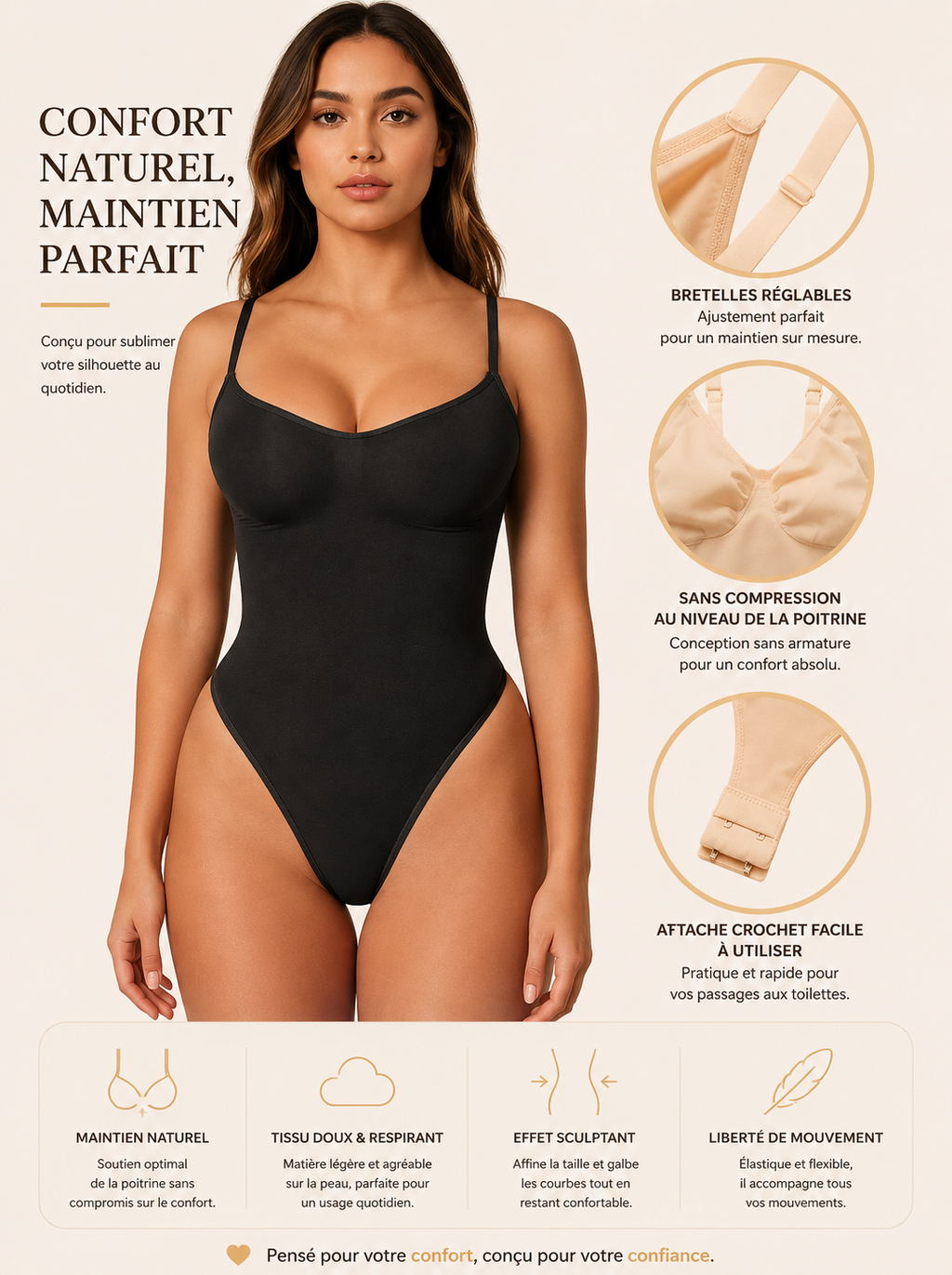 Body Sculptant Côtelé | Invisible sous les Vêtements