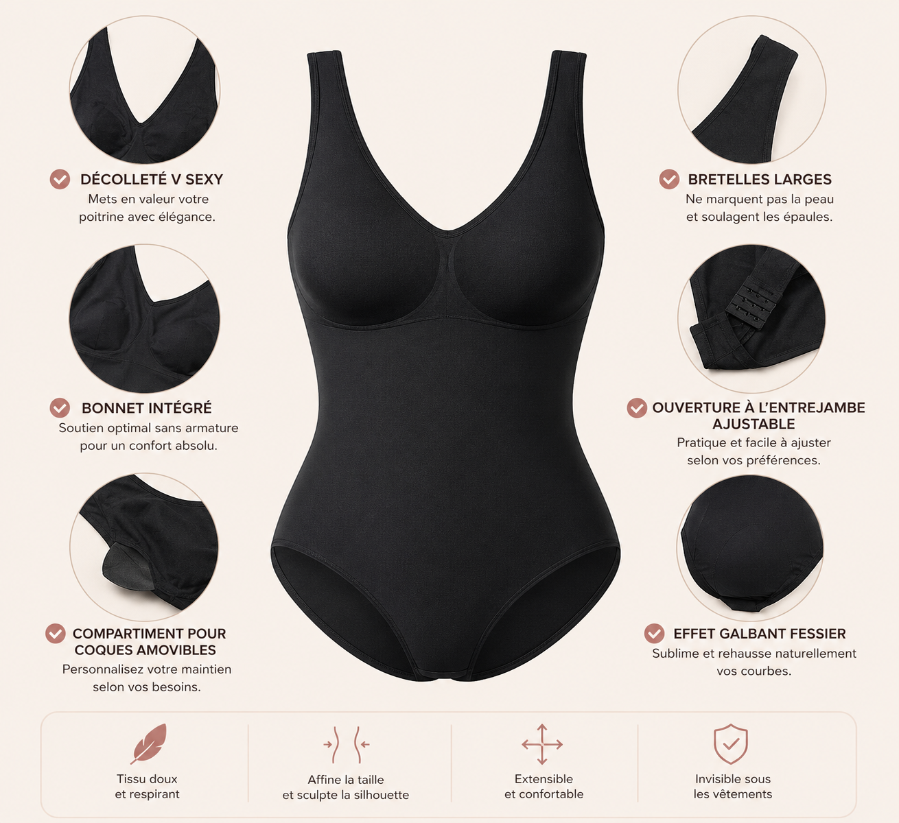 Body Sculptant Grande Taille | Maintien Intégral