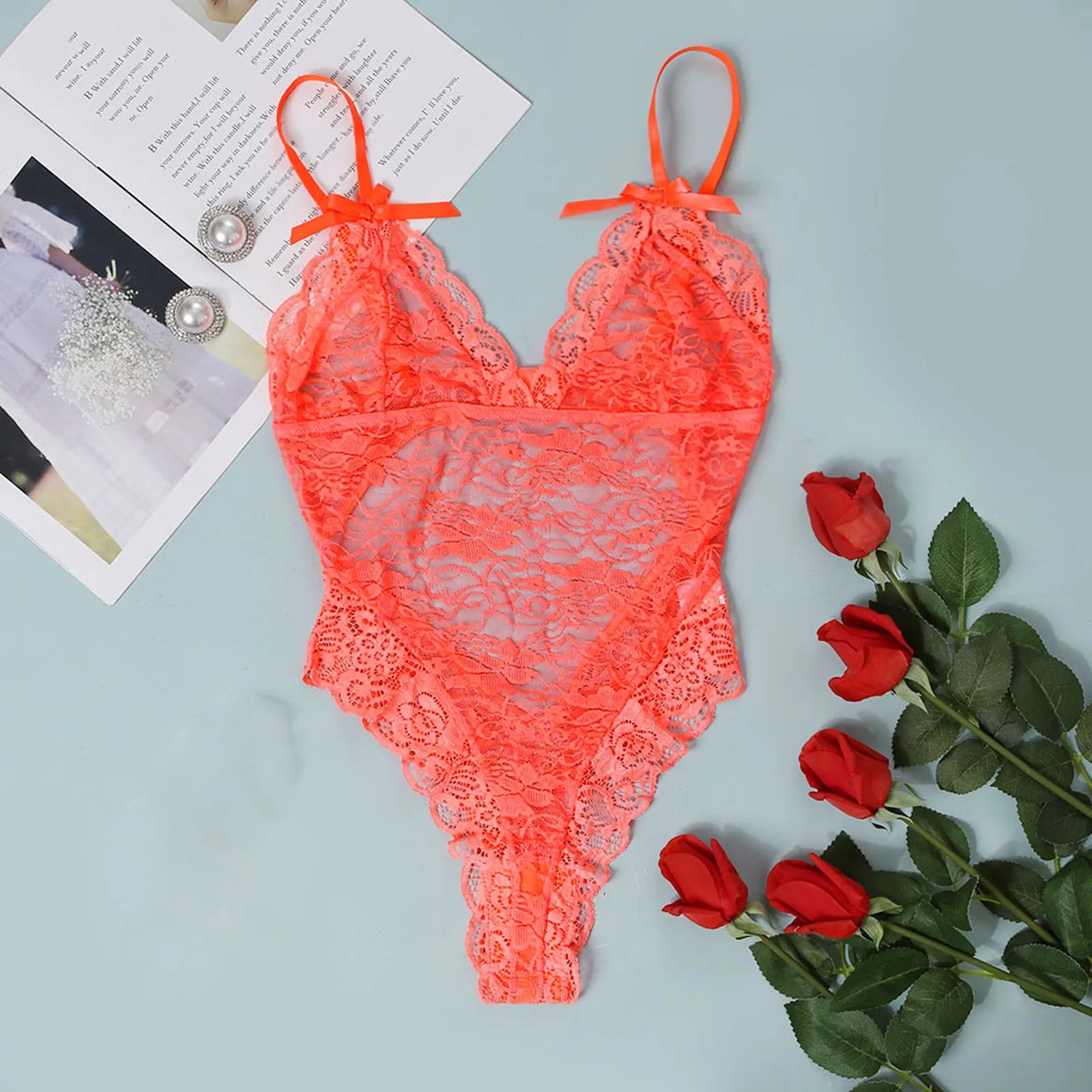 Femmes une pièce Sexy mode dentelle body érotique Lingerie col en V joint serré sous-vêtements vêtements de nuit pyjamas Pijama Feminino