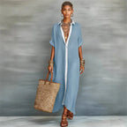 Robe Chemise Longue en Lin Mélangé