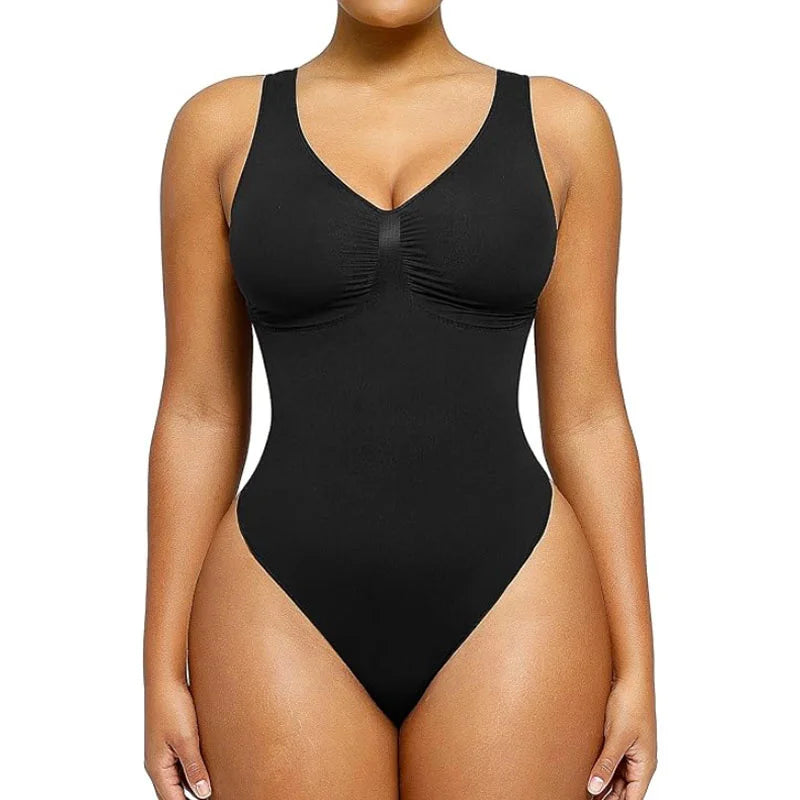 Guudia froncé poitrine Shapewear body large bandoulière ventre contrôle body col en V Shaper body débardeur body