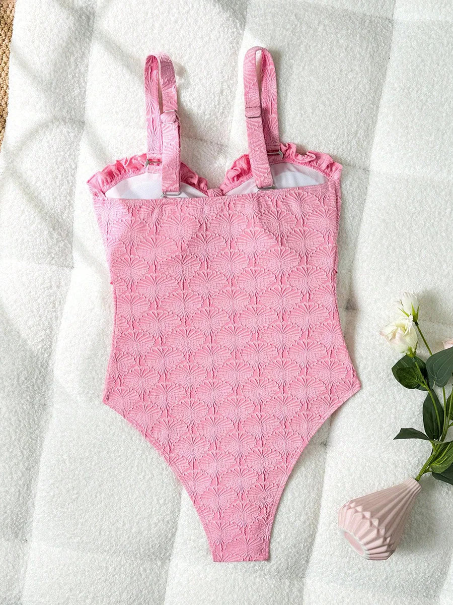 Maillot de bain une pièce pour femme, imprimé floral, sans bretelles, à volants, avec nœud, tailles S-XL