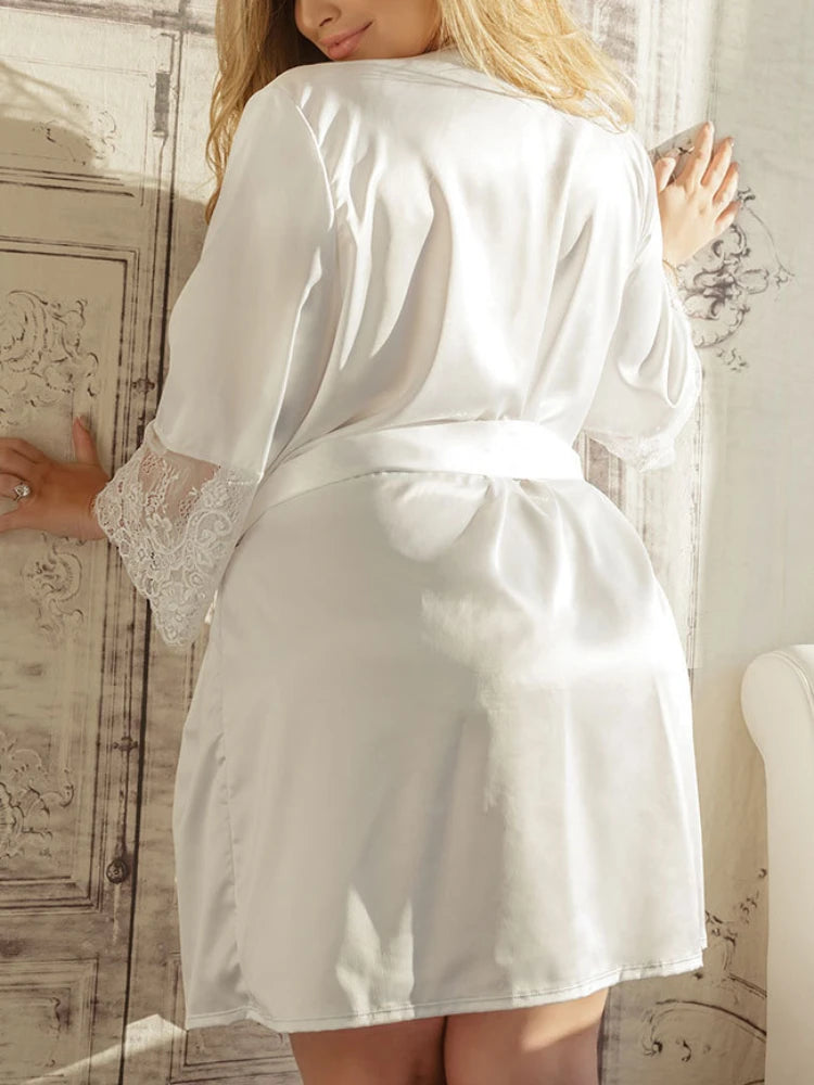 Peignoir Kimono Effet Soie | Grande Taille
