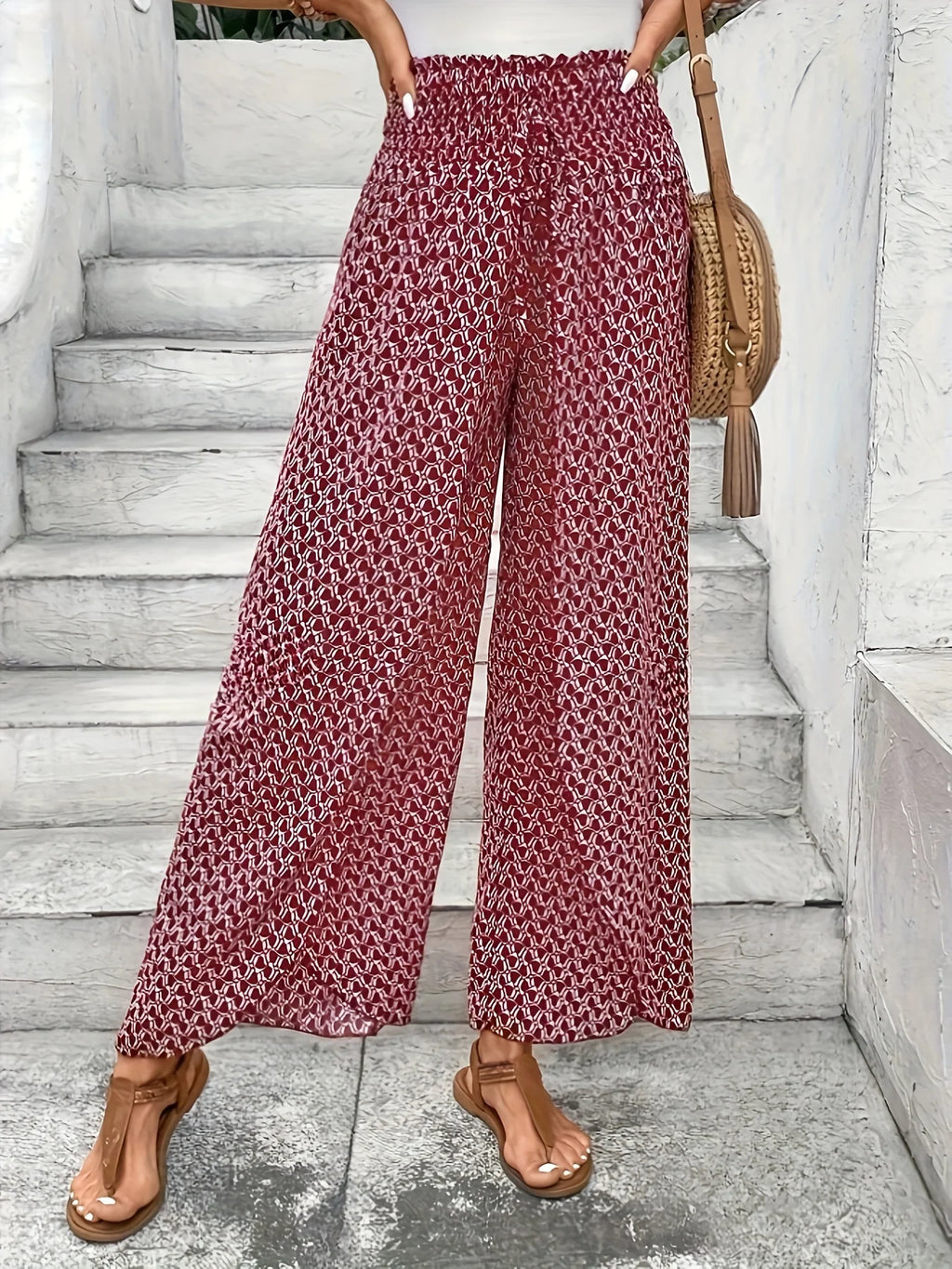 Pantalon Large Taille Haute Imprimé