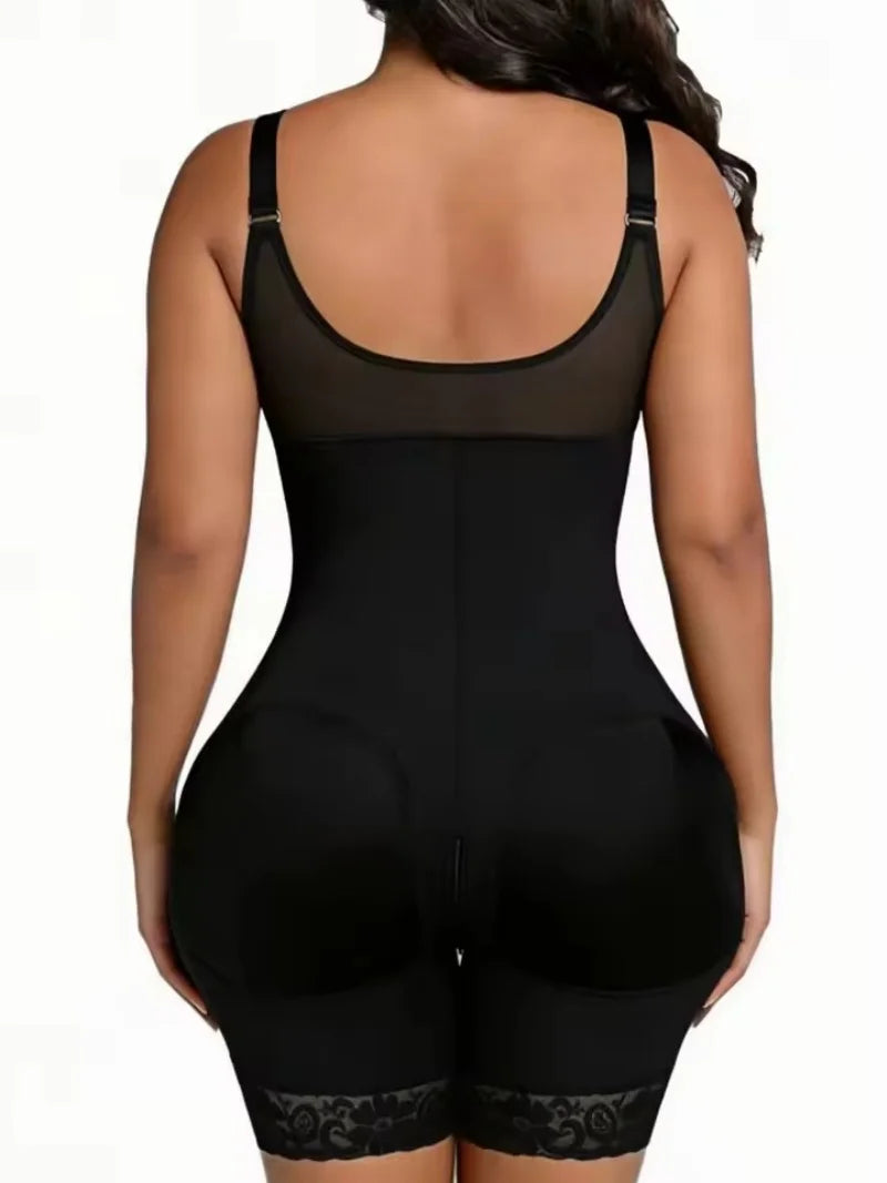 Gaine sculptante pour femme avec fermeture éclair, effet rehausseur de fesses, Fajas Colombiana améliorées, contrôle du ventre et coussinets de poitrine intégrés
