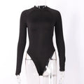 Bodysuits Femme à Col Roulé et Col en V avec Fermetures Éclair, Tops Moulants Sexy, Mode Vintage Y2K Kpop Goth, Vêtements Abordables