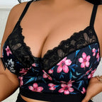 Ensemble de Lingerie Florale Grande Taille | Sans Armatures