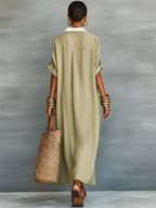Robe Chemise Longue en Lin Mélangé