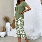 Ensemble 2 Pièces Haut Asymétrique & Pantalon Capri