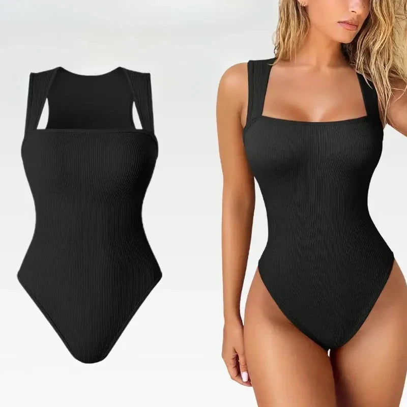 Women's Tummy Control Bodysuit Seamless Shapewear Sculpting Thong Body Shaper Tank Top with Wide Shoulder Straps