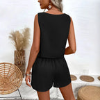 Ensemble 2 Pièces Chemise Sans Manches & Short