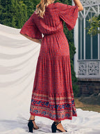 Robe Longue Bohème Imprimée Col V