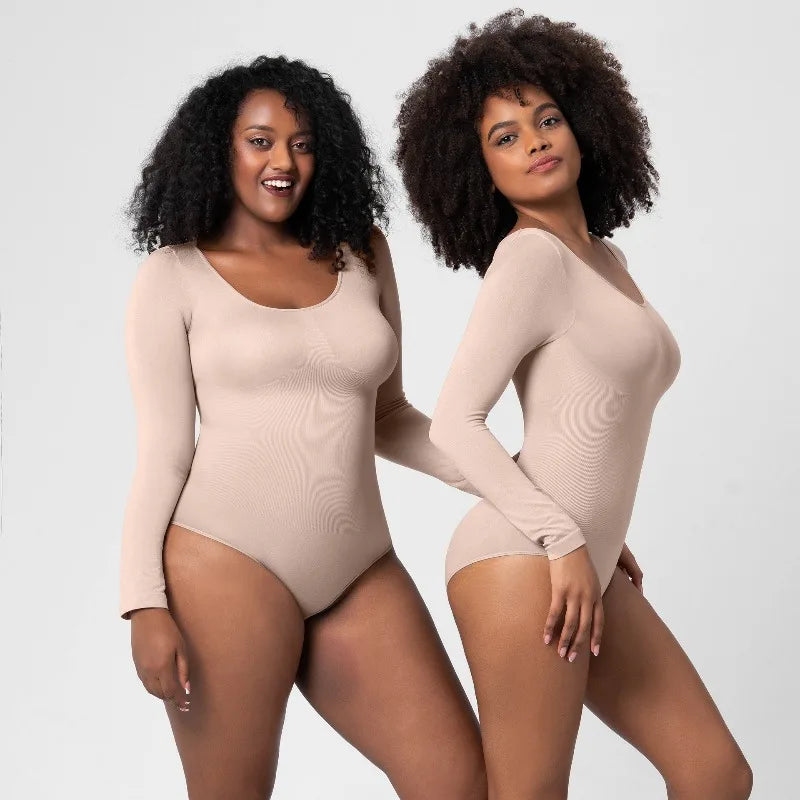 Body femme grande taille col rond manches longues body hauts décontracté dame moulante Streetwear bouton ouvert entrejambe Onesie Shapewear