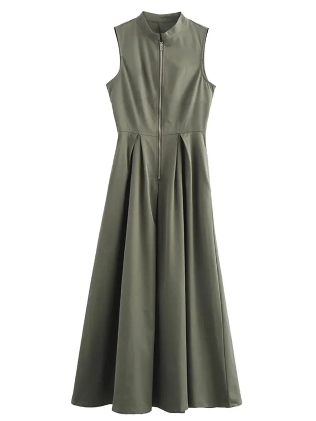 Robe Midi Plissée Sans Manches