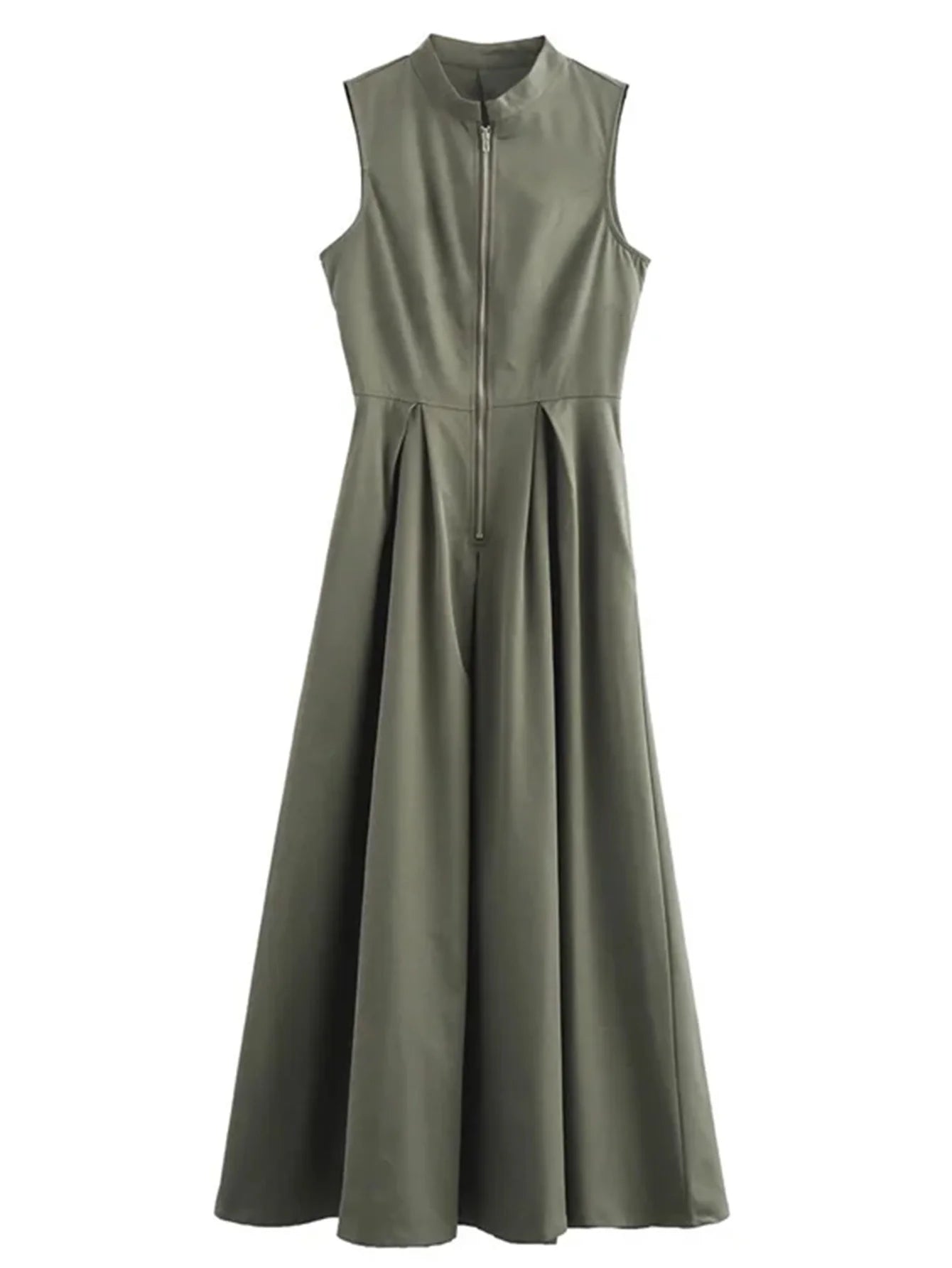 Robe Midi Plissée Sans Manches