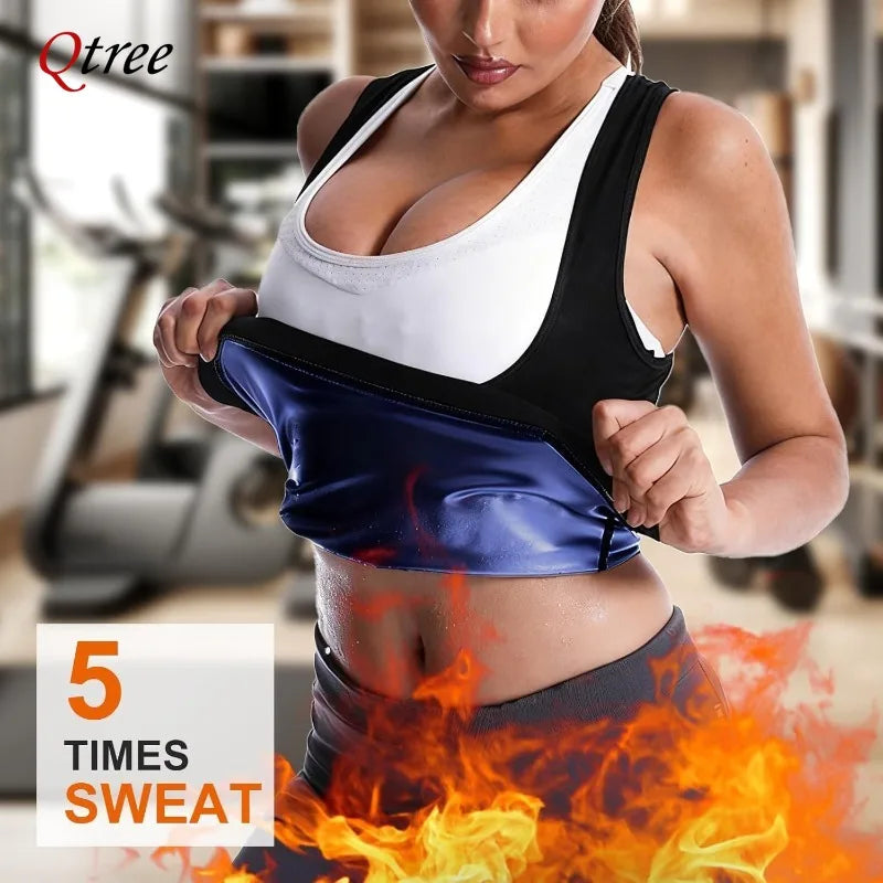 Qtree Gilet de sudation amincissant pour femme, pour l'entraînement et la perte de poids, hauts de maintien de la taille, brûleur de graisse, corset push-up