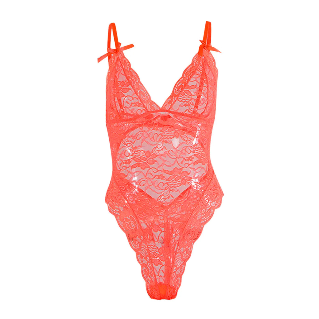 Femmes une pièce Sexy mode dentelle body érotique Lingerie col en V joint serré sous-vêtements vêtements de nuit pyjamas Pijama Feminino