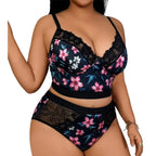 Ensemble de Lingerie Florale Grande Taille | Sans Armatures