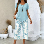 Ensemble 2 Pièces Haut Asymétrique & Pantalon Capri