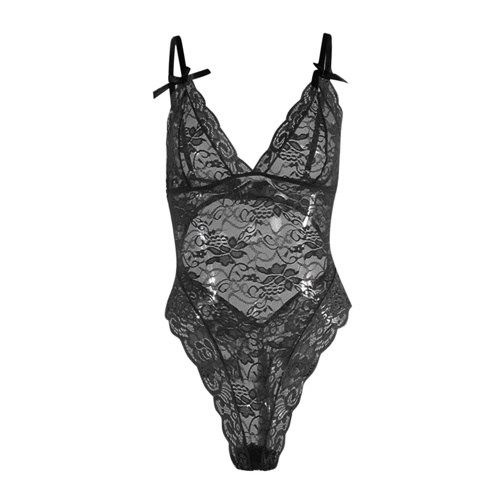 Femmes une pièce Sexy mode dentelle body érotique Lingerie col en V joint serré sous-vêtements vêtements de nuit pyjamas Pijama Feminino