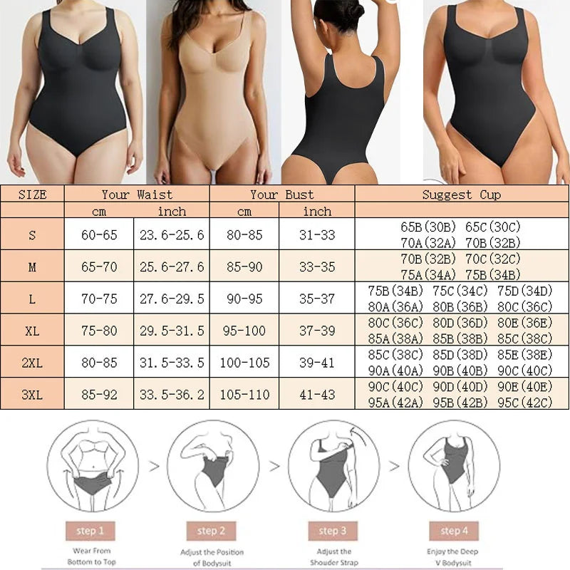 Guudia froncé poitrine Shapewear body large bandoulière ventre contrôle body col en V Shaper body débardeur body