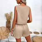 Ensemble 2 Pièces Chemise Sans Manches & Short