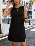 Robe Courte Sans Manches Fente Latérale