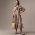Robe Chemise Rayée Mi-Longue