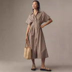 Robe Chemise Rayée Mi-Longue