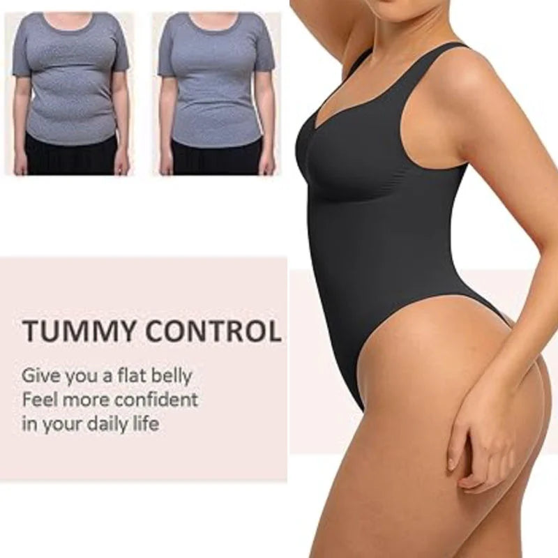 Guudia froncé poitrine Shapewear body large bandoulière ventre contrôle body col en V Shaper body débardeur body