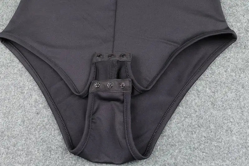 Bodysuits Femme à Col Roulé et Col en V avec Fermetures Éclair, Tops Moulants Sexy, Mode Vintage Y2K Kpop Goth, Vêtements Abordables