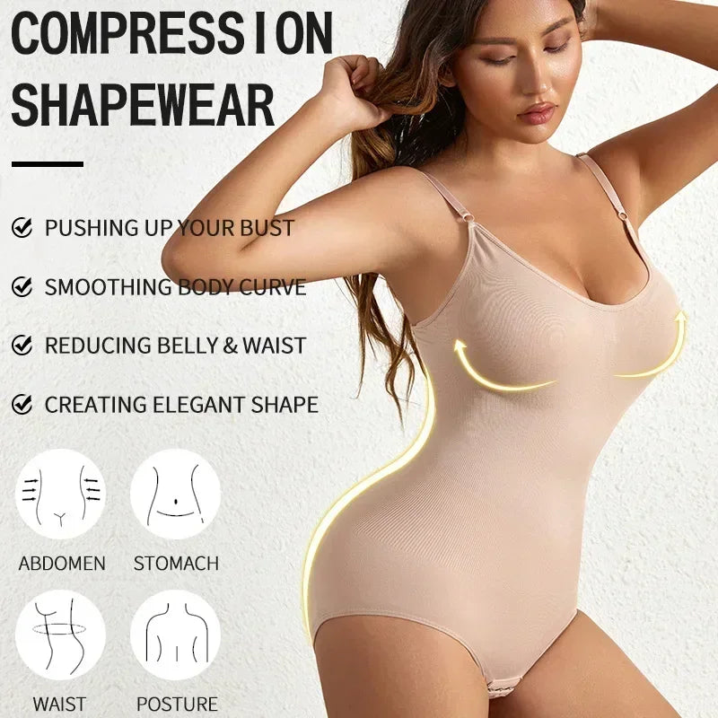 Body moulant solide sans couture, 1 pièce, contrôle du ventre, levage des fesses, plus mince, sous-vêtements pour femmes