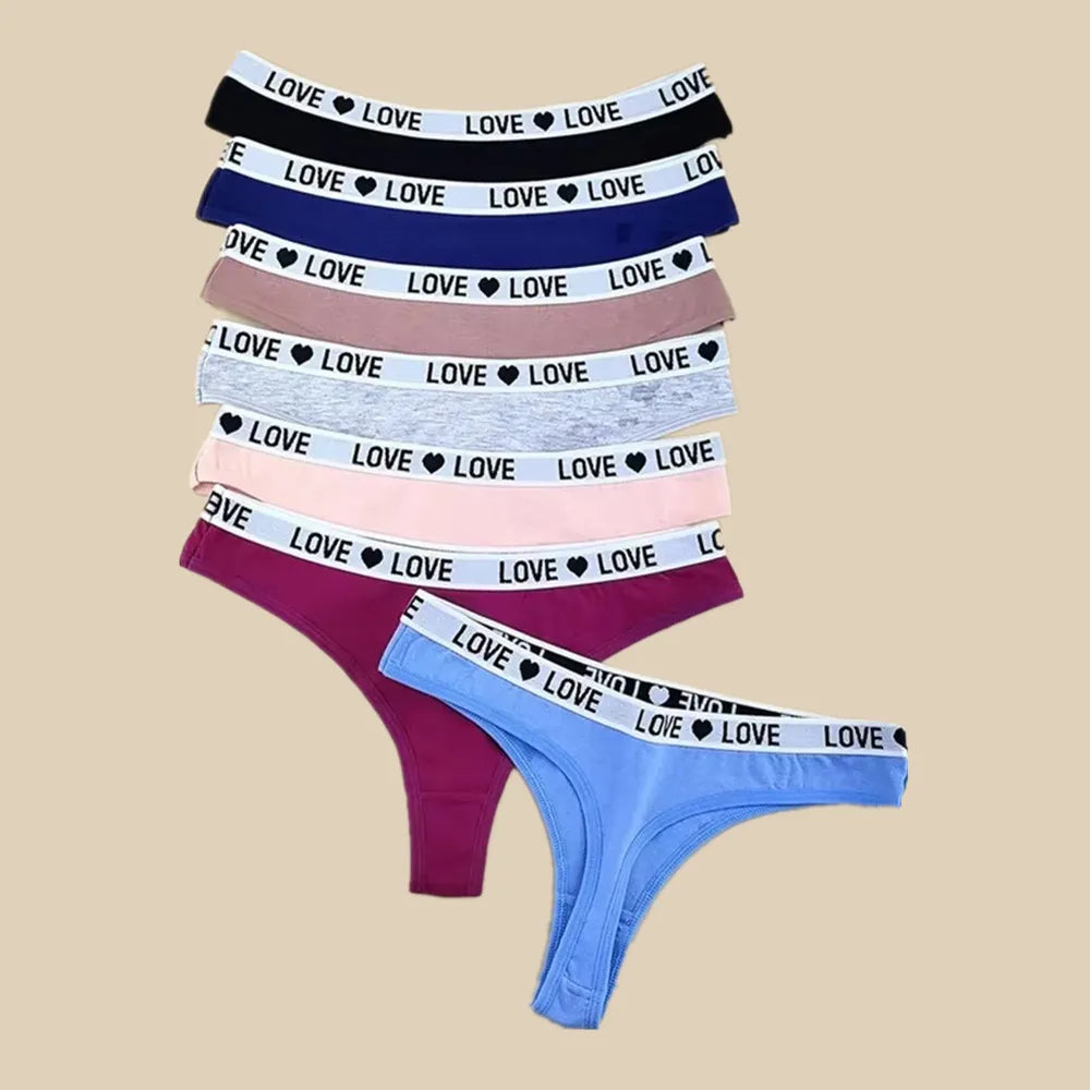 Lot de 3 Strings en Coton "Love" | Taille Basse